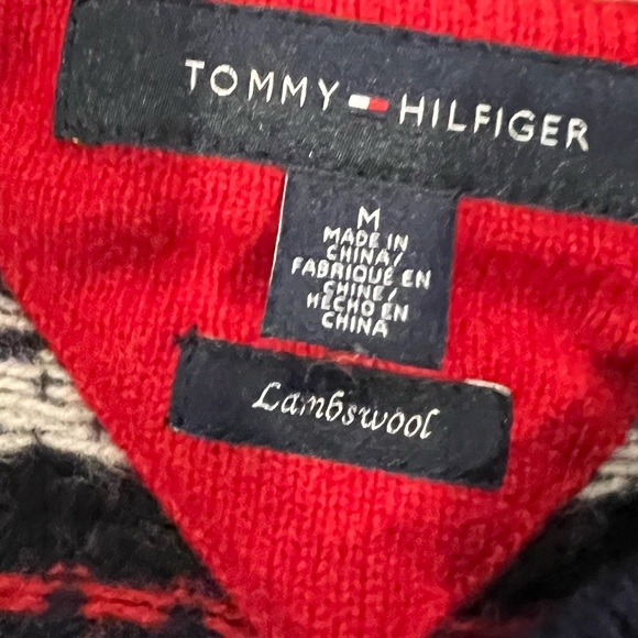 Tommy Hilfiger Mens Wool Sweater medium Multicolor Crewneck Navy Blue Red White - Picture 7 of 7